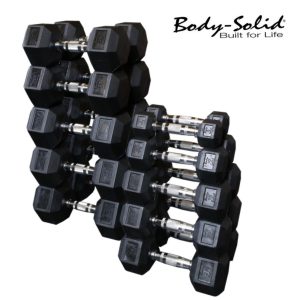 Body-Solid Rubber Coated SDR Hex Dumbbells Set