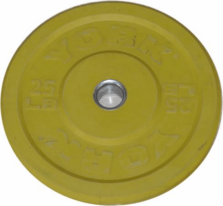 25lb York Barbell Colored Solid Rubber Bumper Plate Set