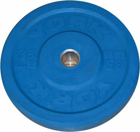 35lb York Barbell Colored Solid Rubber Bumper Plate Set