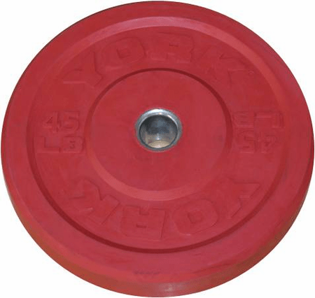 45lb York Barbell Colored Solid Rubber Bumper Plate Set