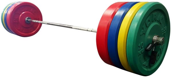 York Metric Color Bumper Plate Set with Olympic Bar (New)