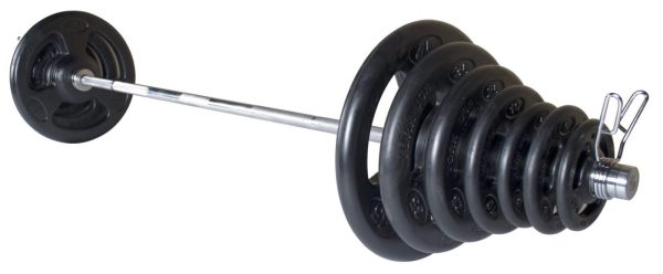 York Iso Grip Rubber Olympic Weight Set with Olympic Barbell (New)