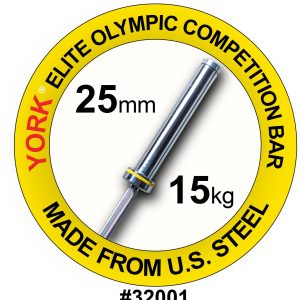 York Women's 15 kg Elite Competition Olympic Bar | 25 mm(New)