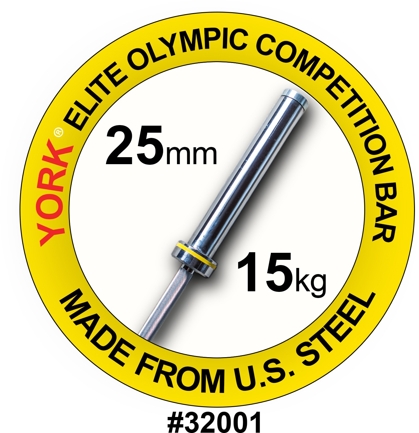 York Women's 15 kg Elite Competition Olympic Bar | 25 mm(New)