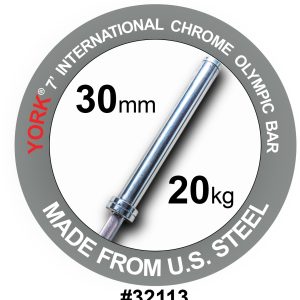 York 7′ International Chrome Olympic Bar – 30mm (New)