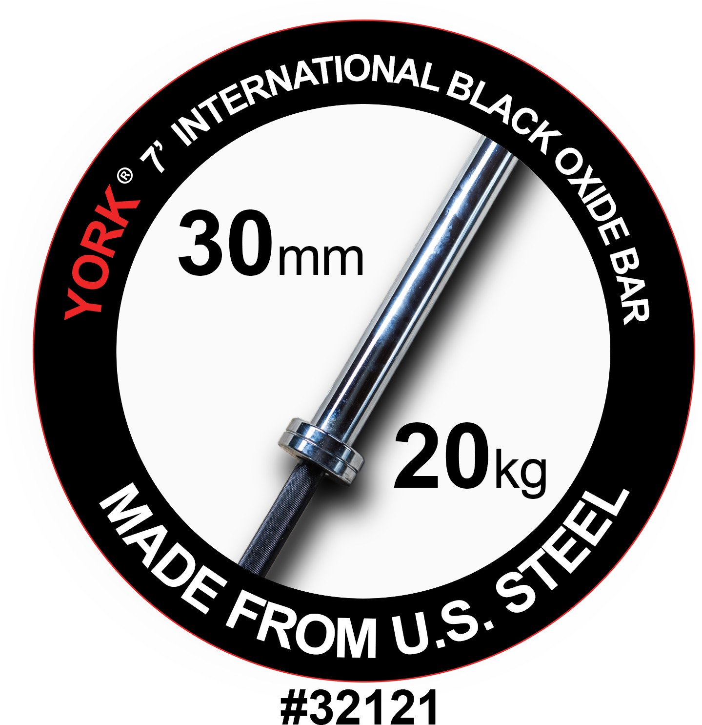 York 7′ International Black Oxide Bar – 30mm (New)