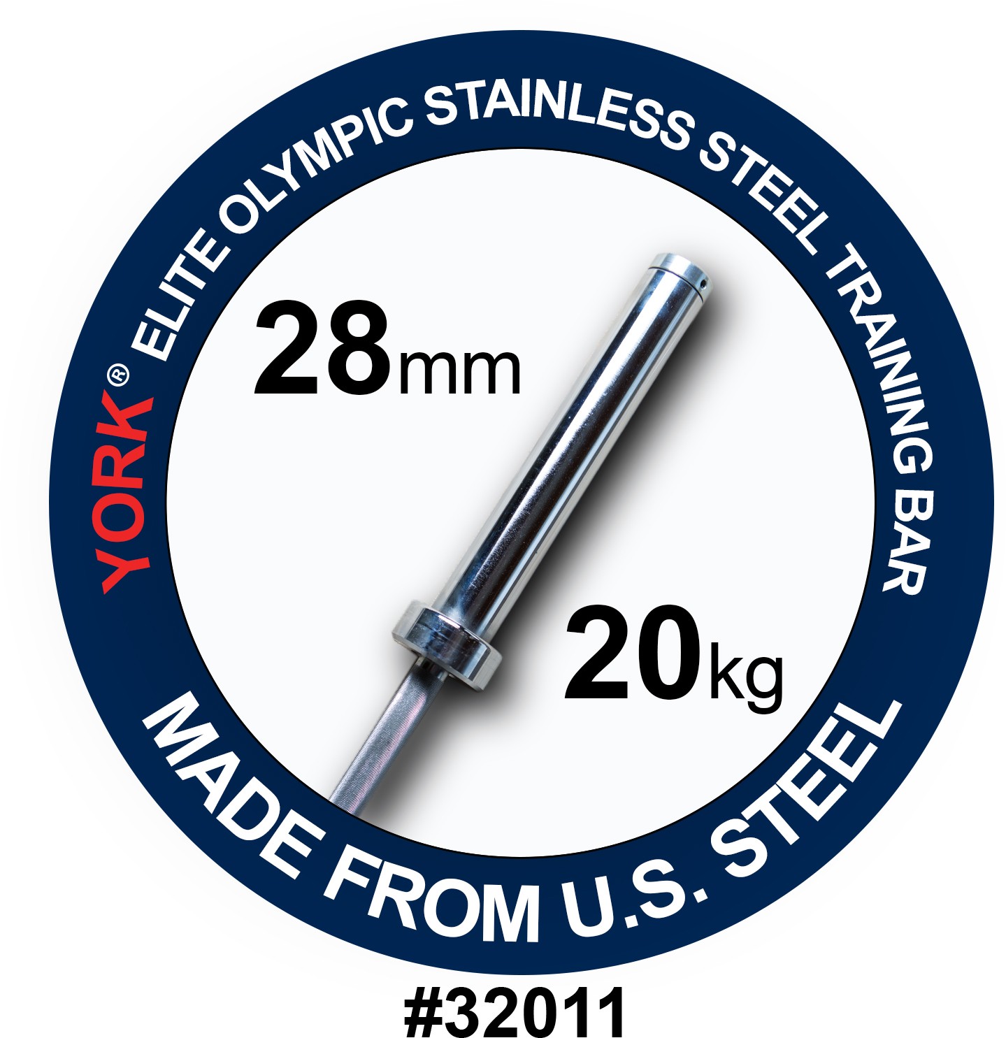 York Elite Olympic Stainless Steel Bar | 28mm (New)
