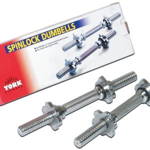 York 14″ Solid Steel Spinlock Dumbbell Handles w/ Collars (New)