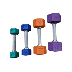 TAG Fitness 3-12lb COLORED Rubber HEX Dumbbell (Pair)