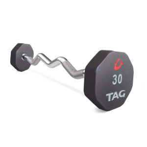 TAG Fitness 8 Sided 20lb-110lb Ultrathane Barbell with EZ Curl Handle Set