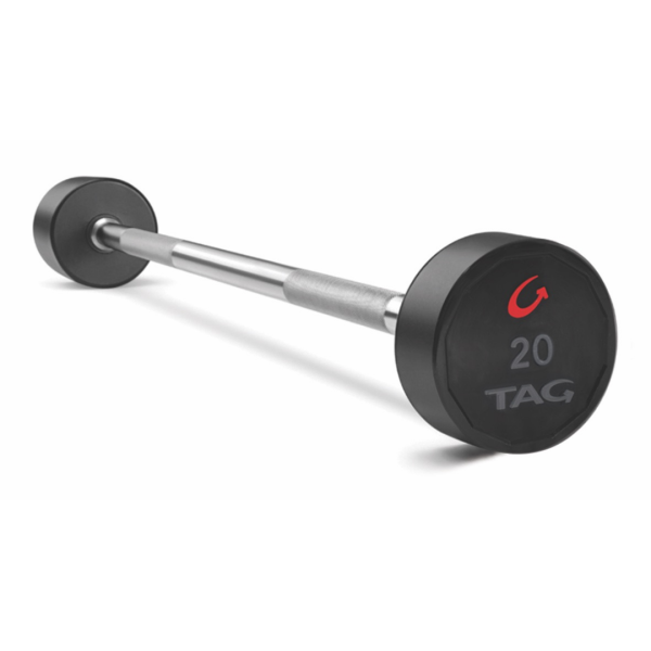TAG Fitness Premium Ultrathane 20lb-110lb Fixed Barbell with straight handles