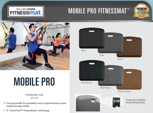 WellnessMats Mobile Pro FitnessMat - Small Portable Gym Mat (New)