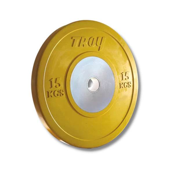 Troy Fitness 15kg Yellow Color Competition Bumper Plates