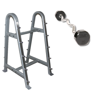 Troy Fitness Commercial Horizontal Barbell Rack Package With Rubber Barbells