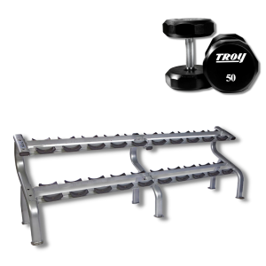 Troy Fitness 10-Pair Dumbbell Saddle Rack With 5-50lb Dumbbells