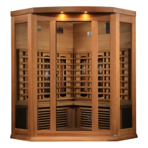 Maxxus 3-Person Corner Full Spectrum Near Zero EMF FAR Infrared Sauna - Canadian Red Cedar (New)